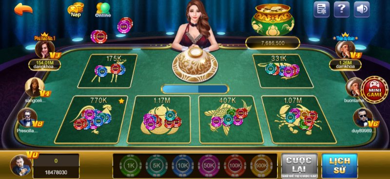 Hình thức cược bầu cua 68 game bài